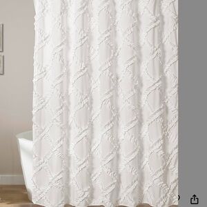 White Textured Shower Curtain with Lattice Design